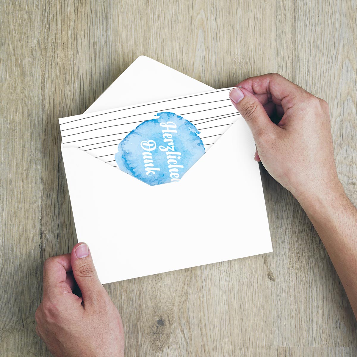 10 Stück Premium Dankeskarten (Klappkarten) mit Umschlägen, Danke Karten Geburt Merz Designkarten