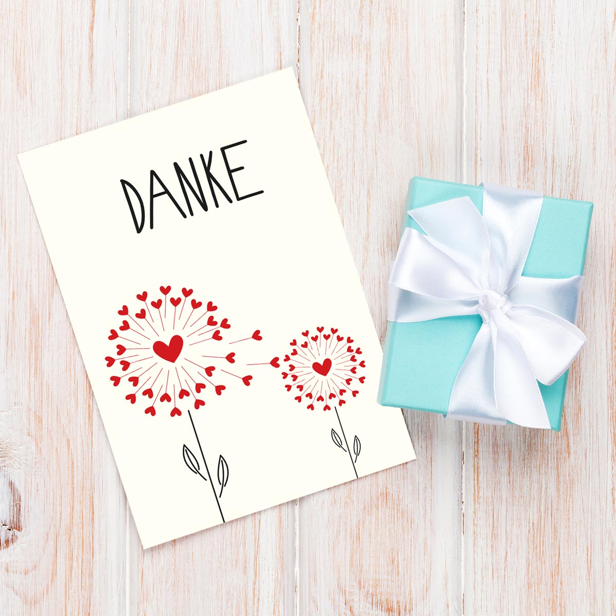 10 Stück Premium Dankeskarten (Klappkarten) mit Umschlägen, Danke Karten Geburt Merz Designkarten