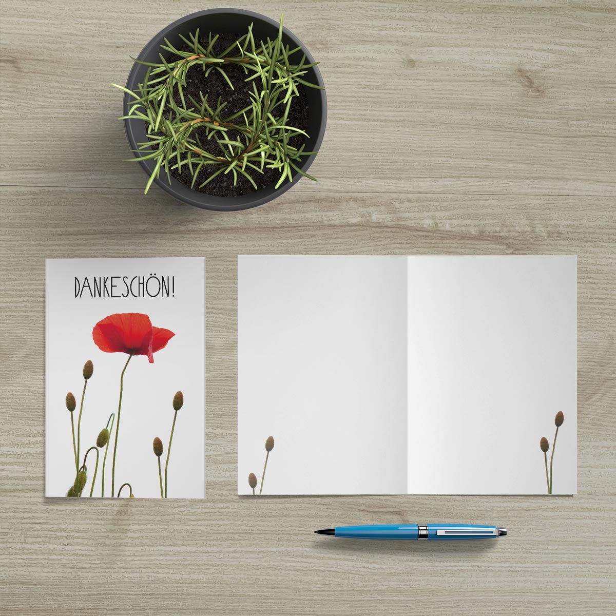 10 Stück Premium Dankeskarten (Klappkarten) mit Umschlägen, Danke Karten Geburt Merz Designkarten