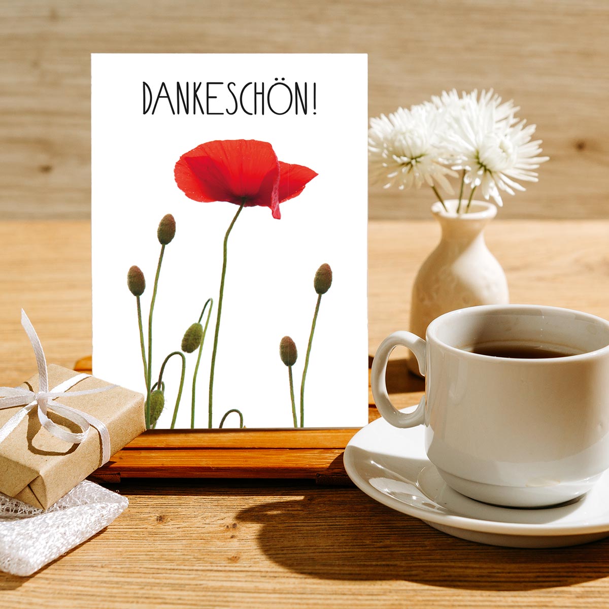 10 Stück Premium Dankeskarten (Klappkarten) mit Umschlägen, Danke Karten Geburt Merz Designkarten