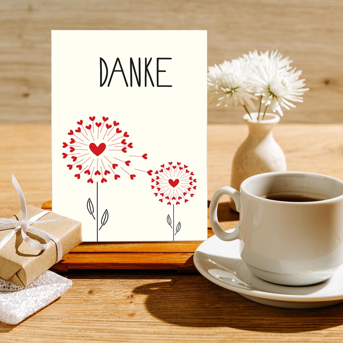 10 Stück Premium Dankeskarten (Klappkarten) mit Umschlägen, Danke Karten Geburt Merz Designkarten