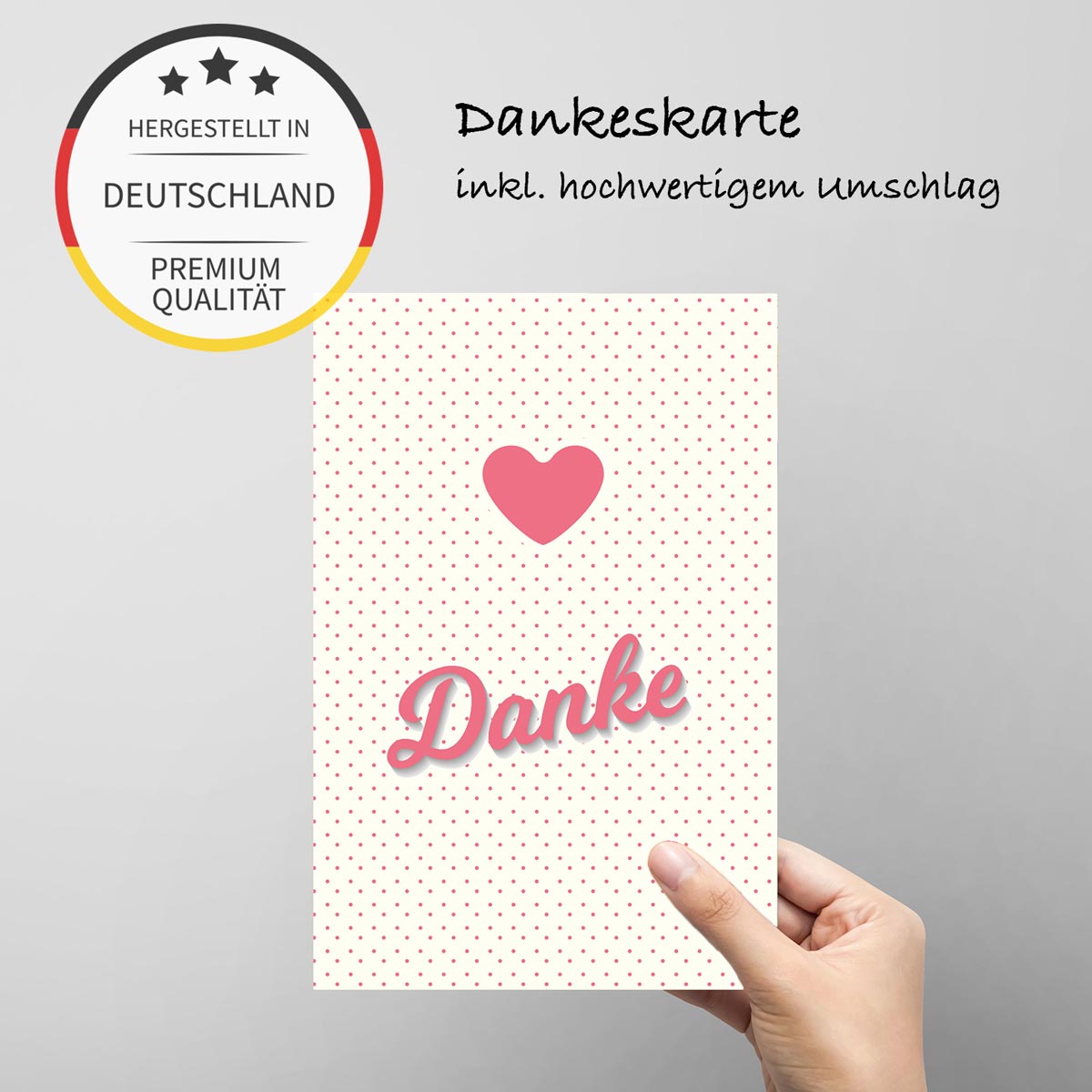 10 Stück Premium Dankeskarten (Klappkarten) mit Umschlägen, Danke Karten Geburt Merz Designkarten