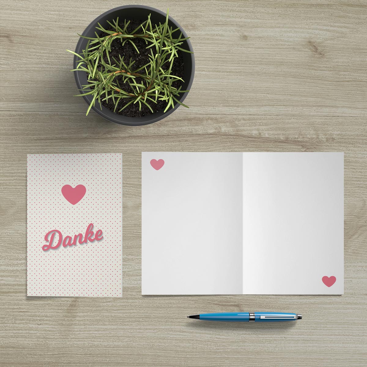 10 Stück Premium Dankeskarten (Klappkarten) mit Umschlägen, Danke Karten Geburt Merz Designkarten