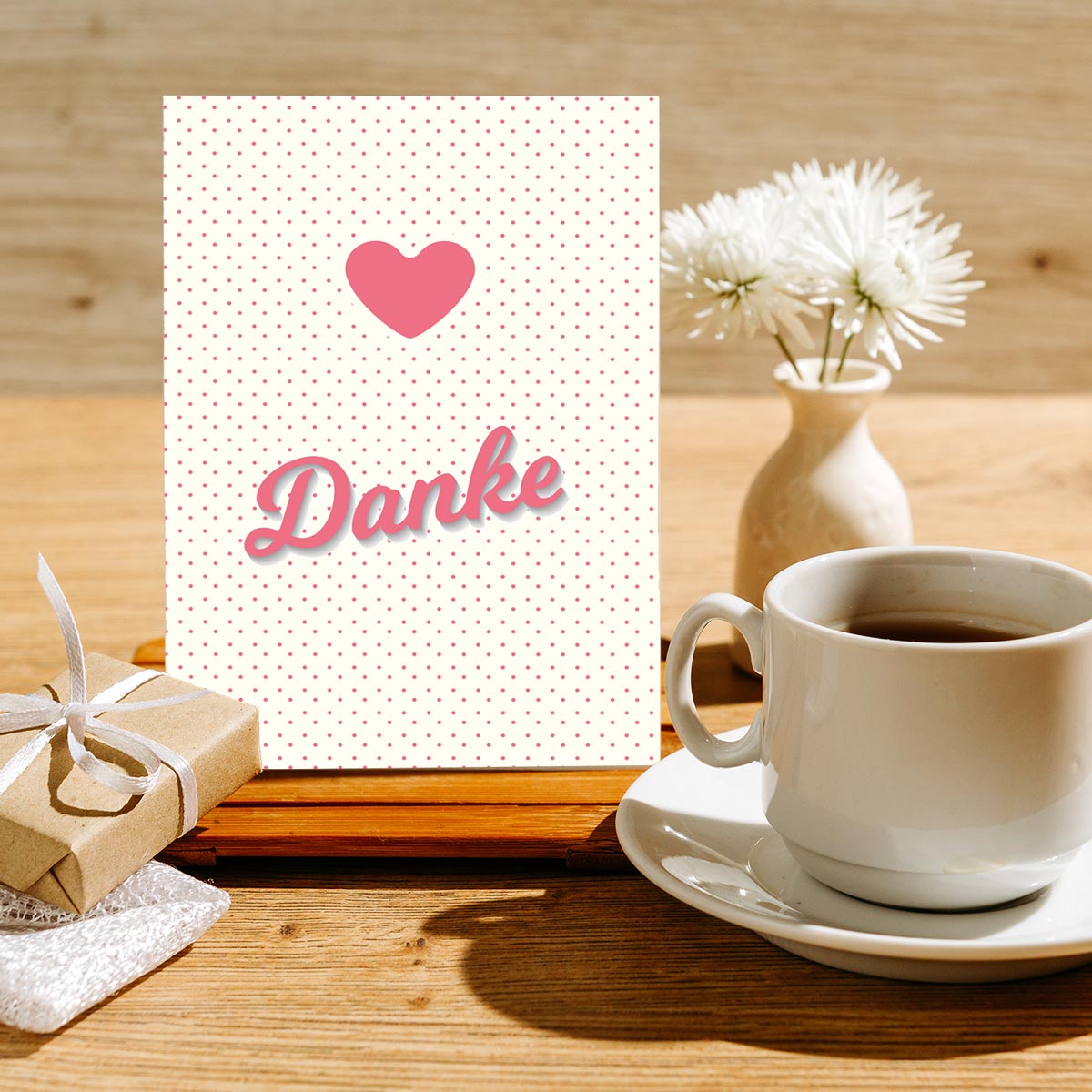 10 Stück Premium Dankeskarten (Klappkarten) mit Umschlägen, Danke Karten Geburt Merz Designkarten