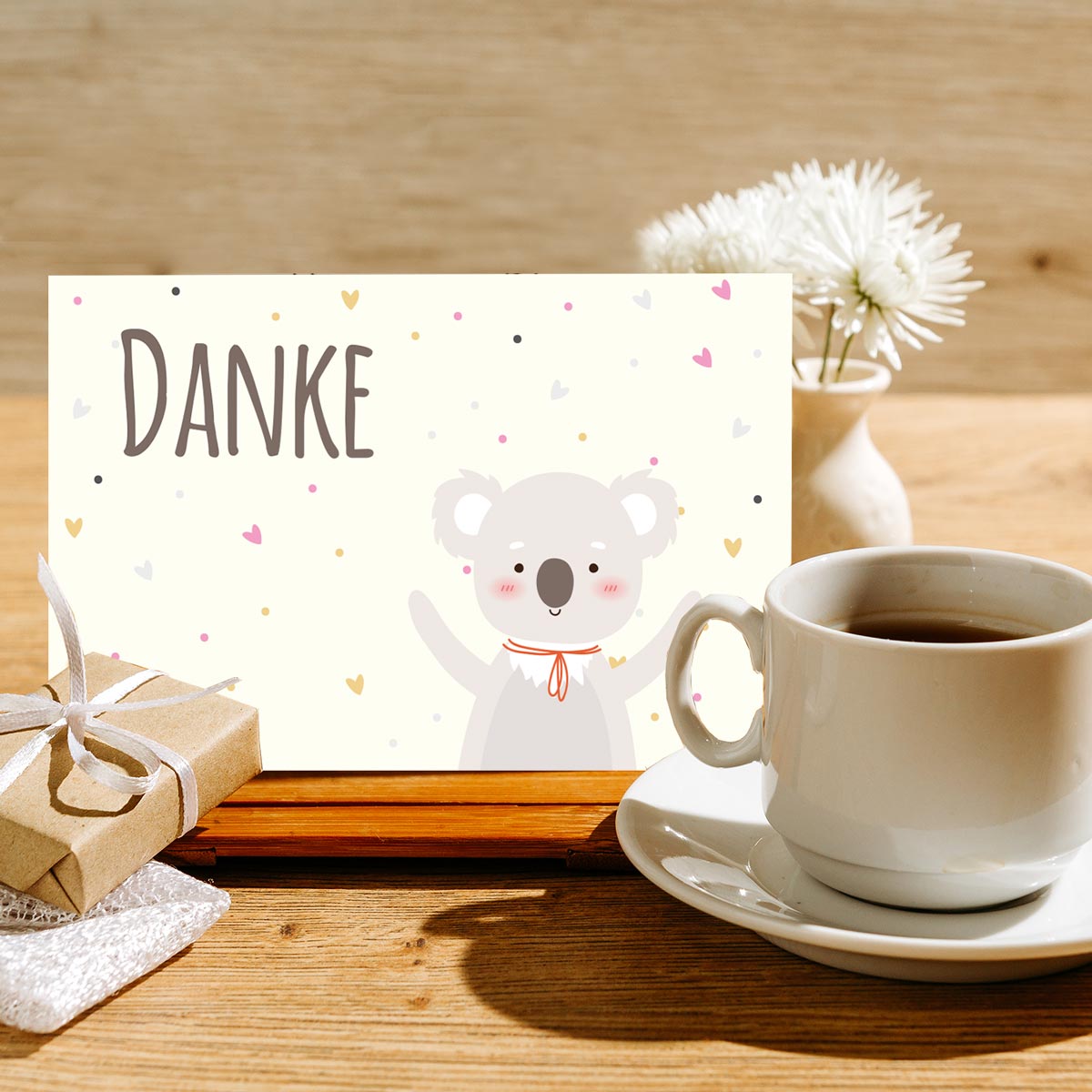 10 Stück Premium Dankeskarten (Klappkarten) mit Umschlägen, Danke Karten Geburt Merz Designkarten