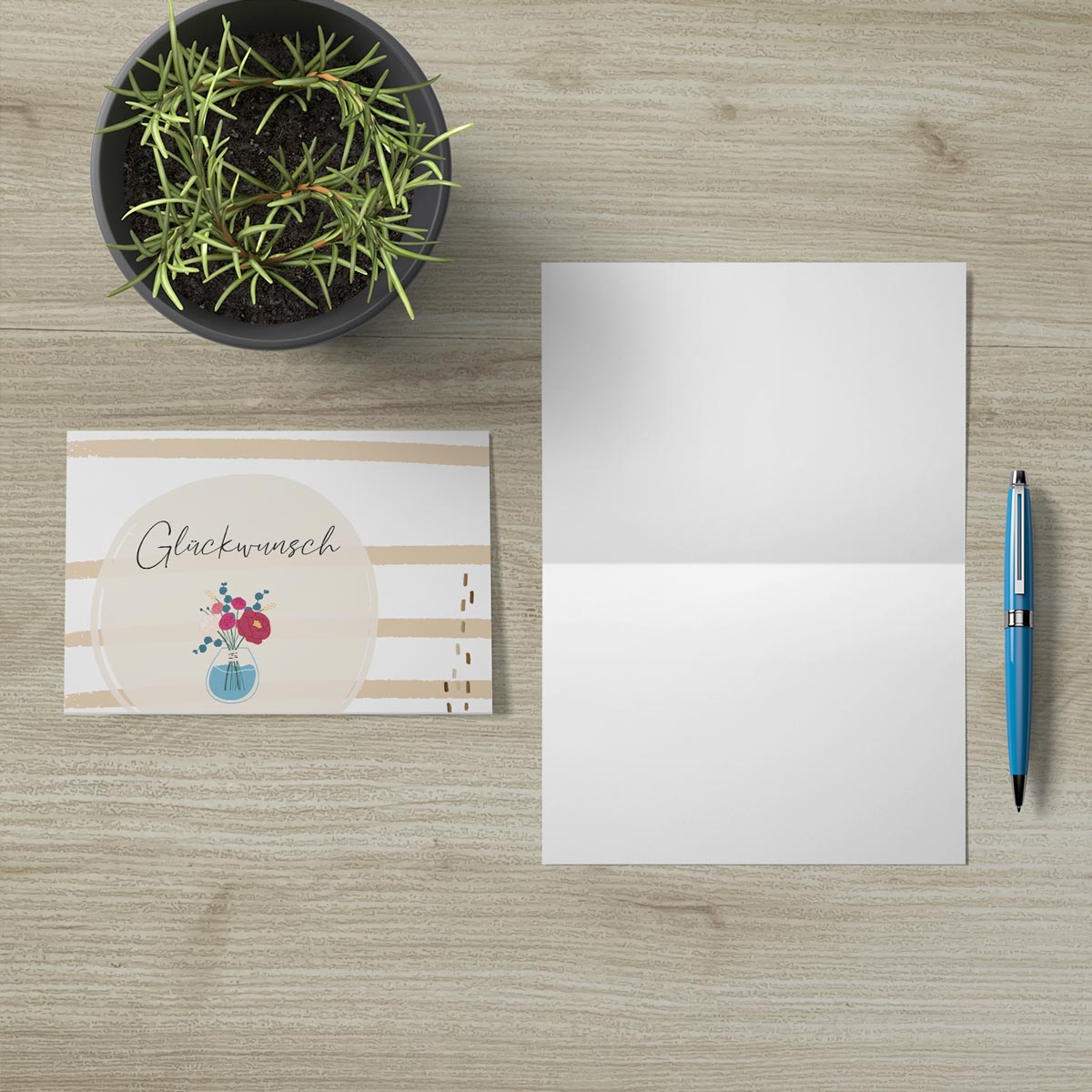 1 Premium Geburtstagskarte 18x12cm mit 1 weißen Umschlag Klappkarte Glückwünsche Merz Designkarten