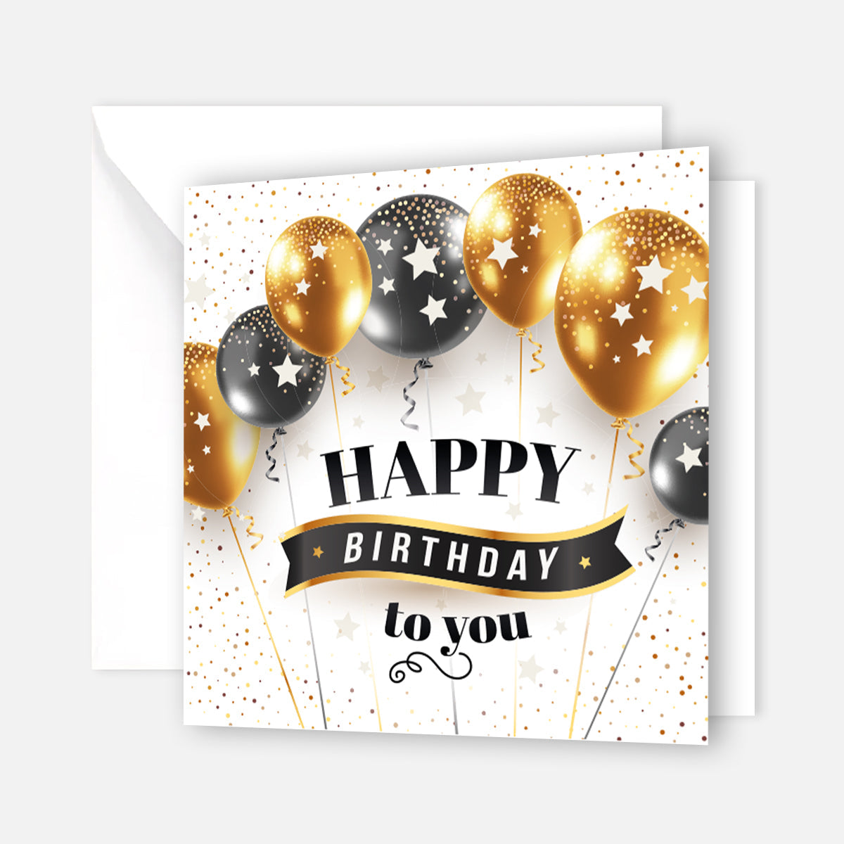 1 Geburtstagskarte Klappkarte Happy Birthday 14,8x14,8cm und 1 weißer Umschlag Merz Designkarten