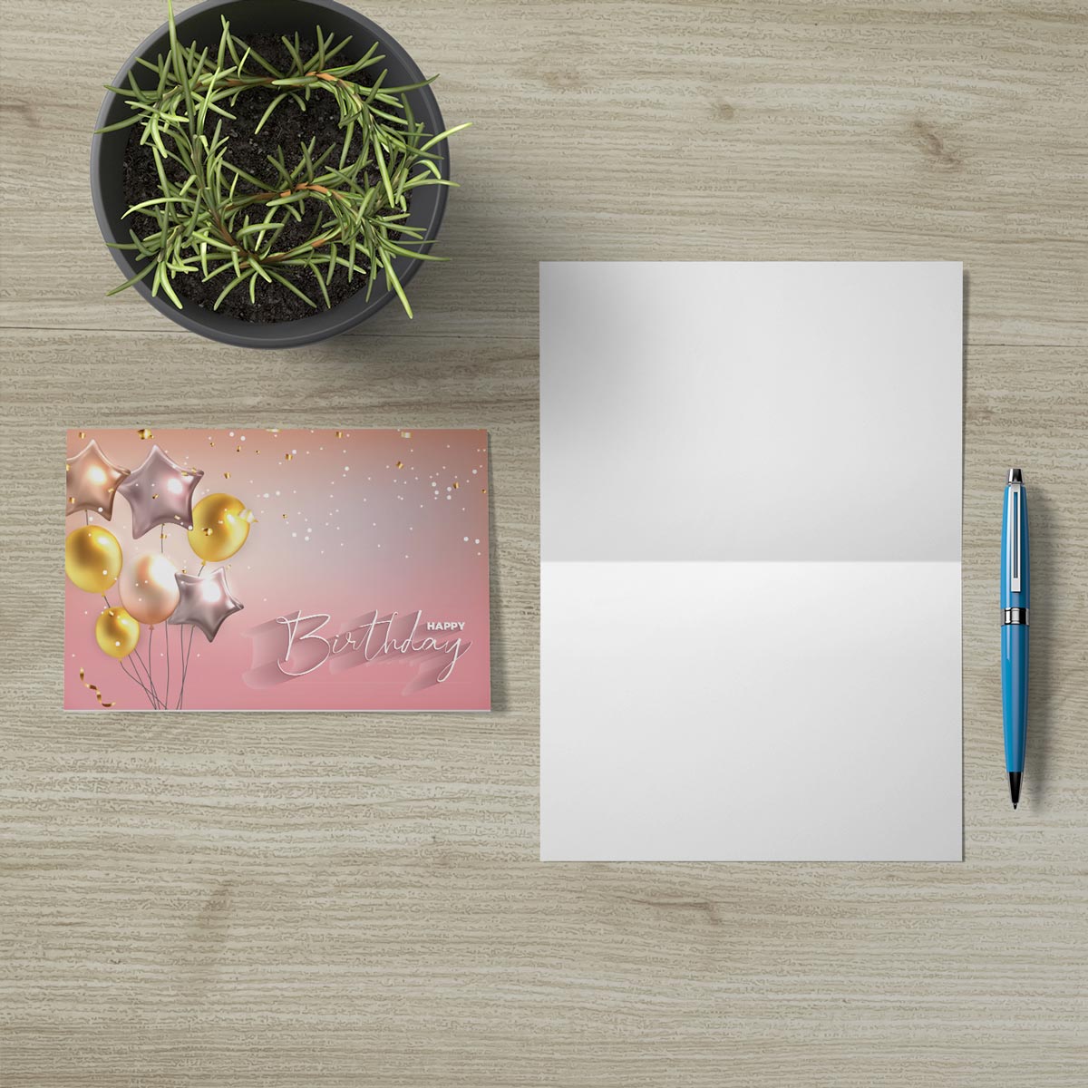 4 edle Geburtstagskarten Klappkarten Happy Birthday 18x12cm + 4 weiße Umschläge Merz Designkarten