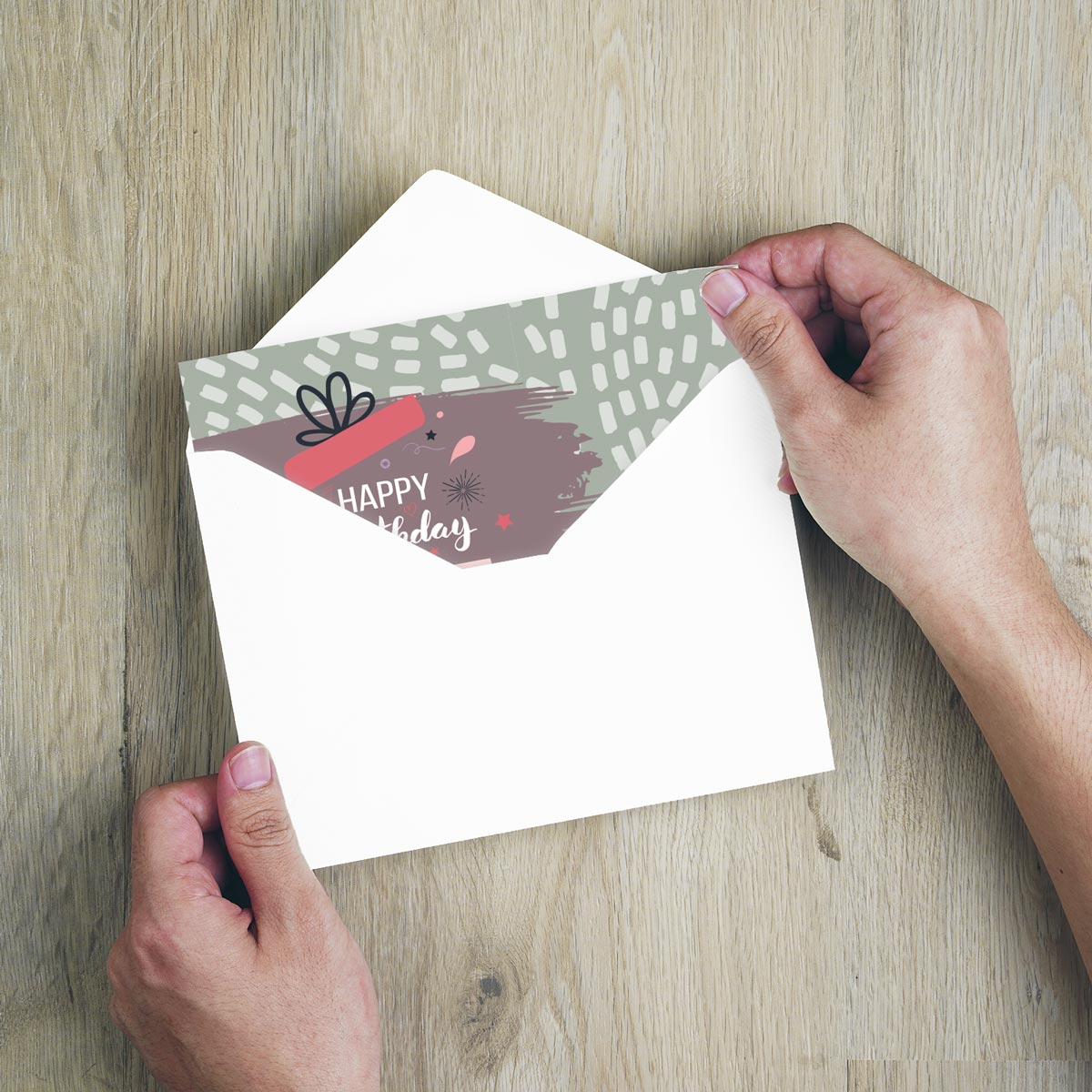 1 Premium Geburtstagskarte Happy Birthday 18x12cm Querformat mit Umschlag Handarbeit - Lieblingsladen