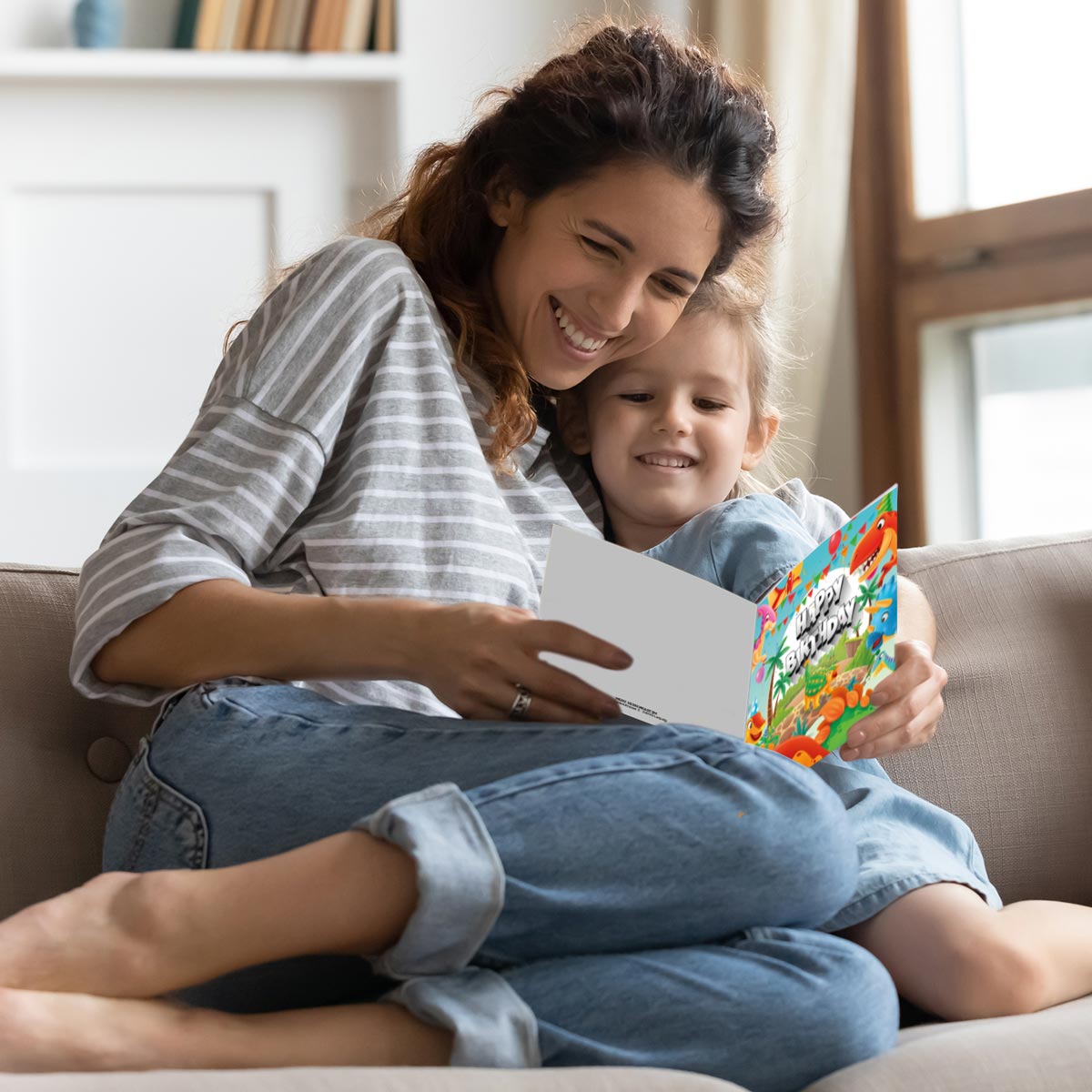 1 edle Geburtstagskarte Happy Birthday für Kinder Dino 14,8x14,8cm mit Umschlag - Merz Designkarten