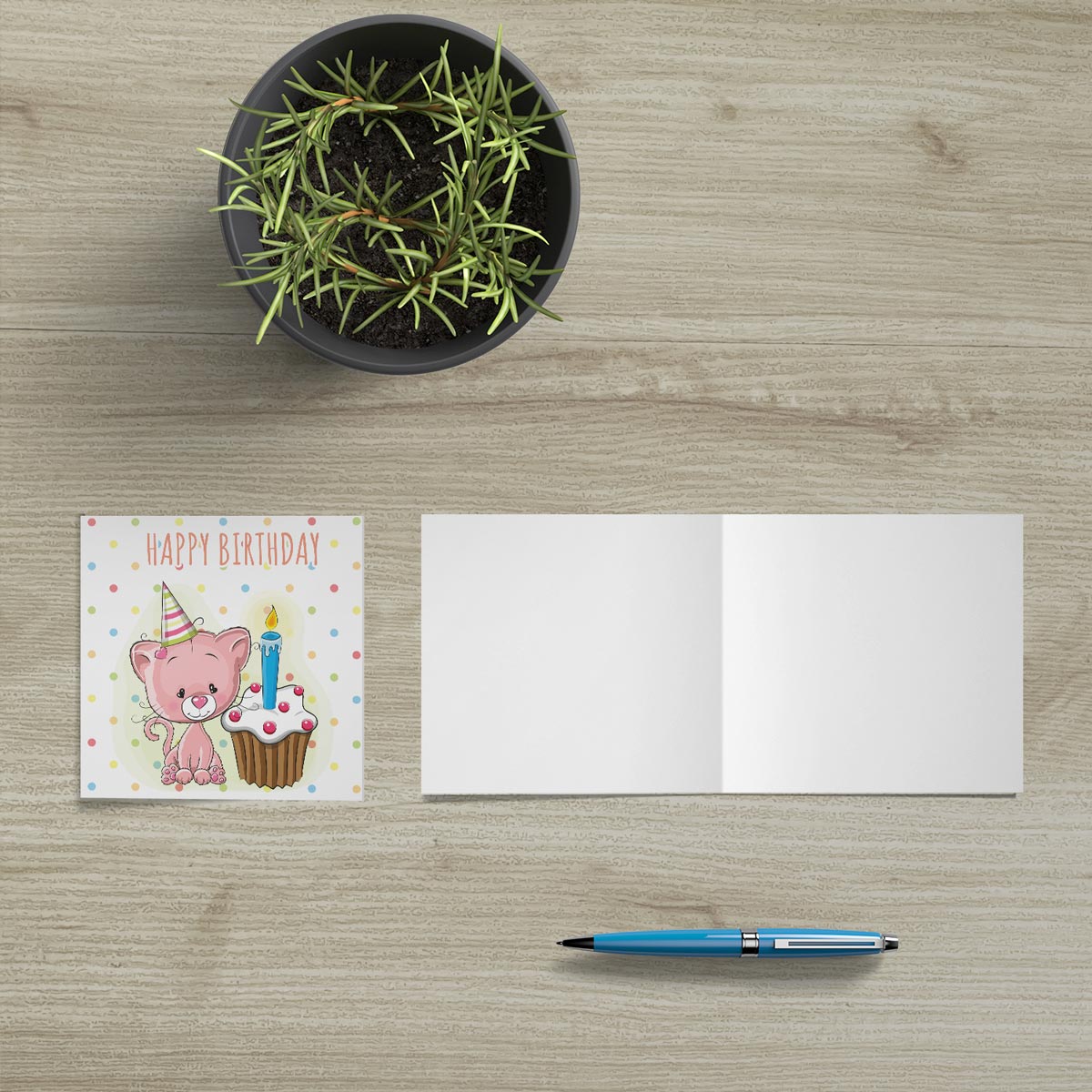 1 Premium Kinder Geburtstagskarte Happy Birthday quadratisch 14,3x14,3 cm mit Umschlag Handarbeit - Lieblingsladen