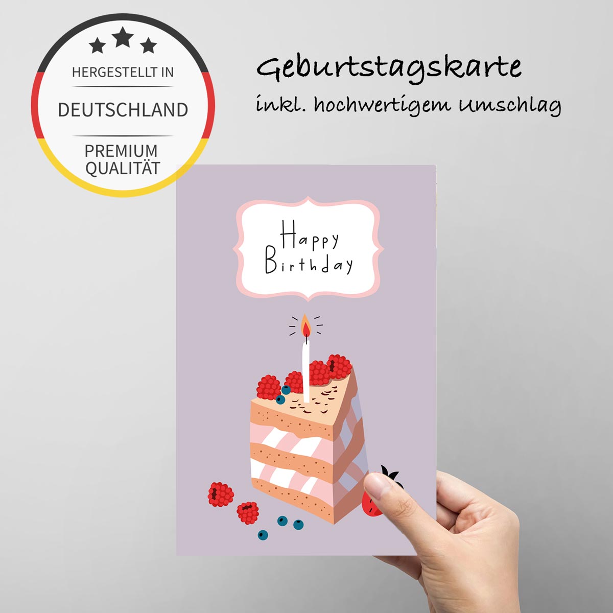 1 Premium Geburtstagskarte Happy Birthday 18x12cm mit Umschlag