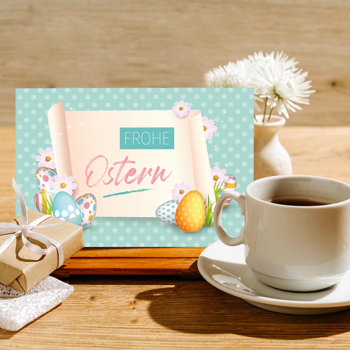 6 Premium Osterkarte Grußkarten Ostern Klappkarte mit 6 Umschläge 12x18cm Karten Merz Designkarten
