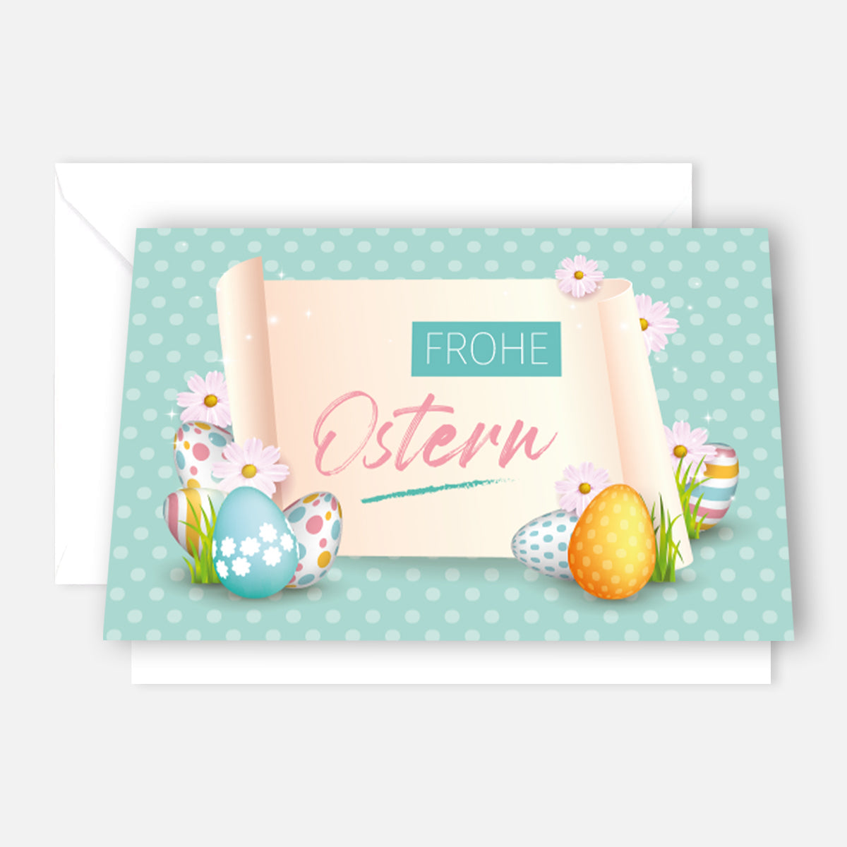 6 Premium Osterkarte Grußkarten Ostern Klappkarte mit 6 Umschläge 12x18cm Karten Merz Designkarten