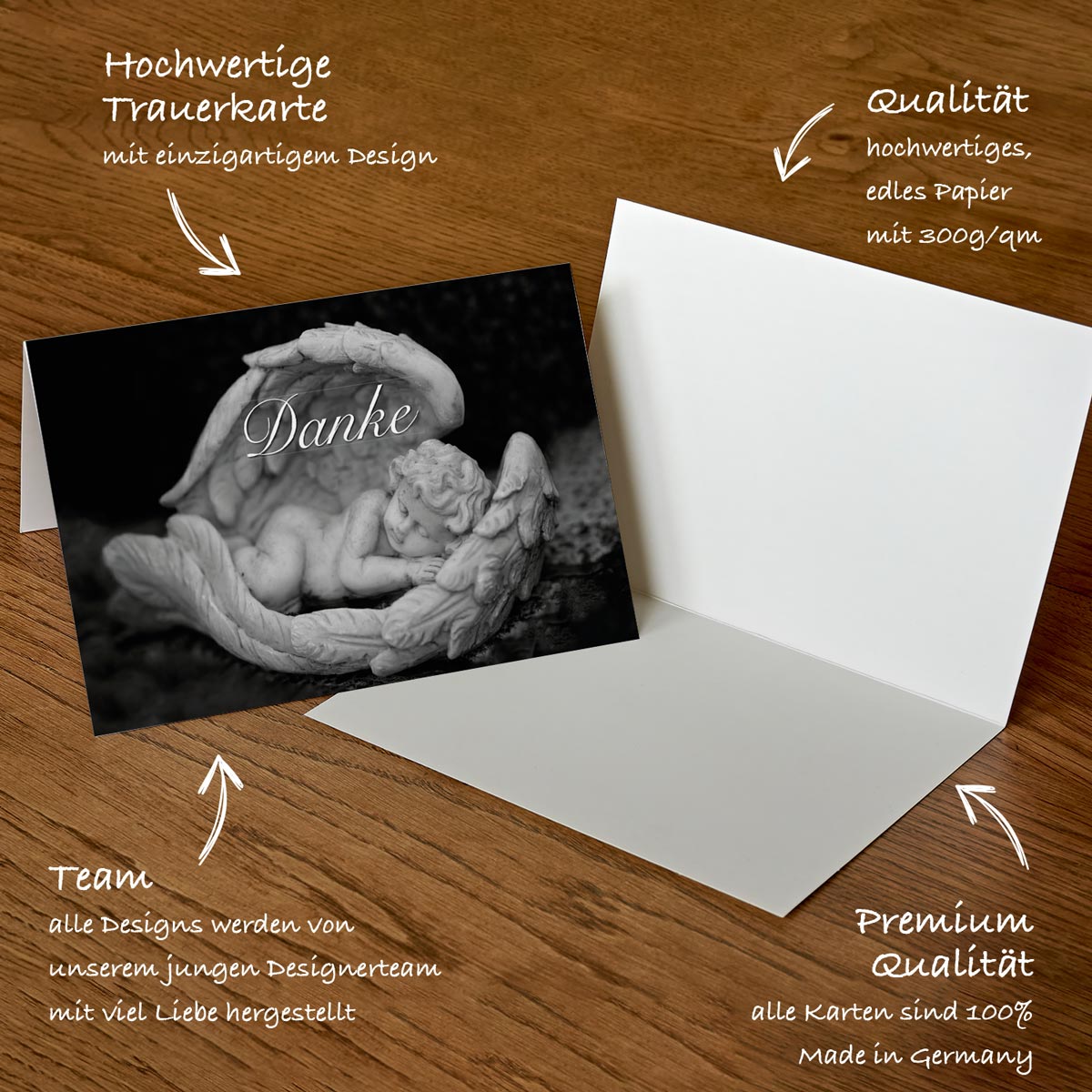 30 Trauerkarten Danksagung Klappkarten mit 30 Umschläge - Merz Designkarten