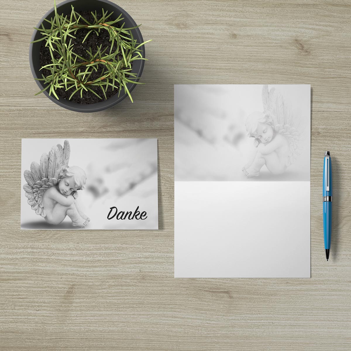 30 Trauerkarten Danksagung Klappkarten mit 30 Umschläge, Set -Beerdigung Danke - Merz Designkarten