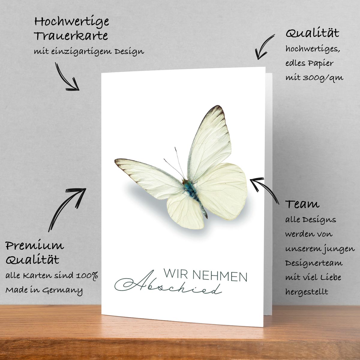 30 Trauerkarten Danksagung Klappkarten mit 30 Umschläge, Set -Beerdigung Danke Merz Designkarten