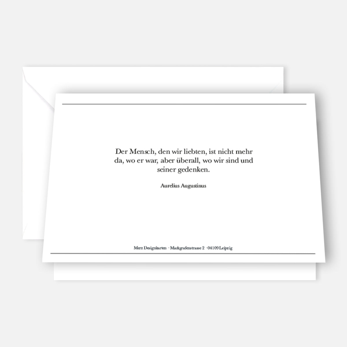 Weiße Trauer-Danksagungskarte mit schlichter Schrift, hochwertiges nachhaltiges Design, inkl. Umschlag.