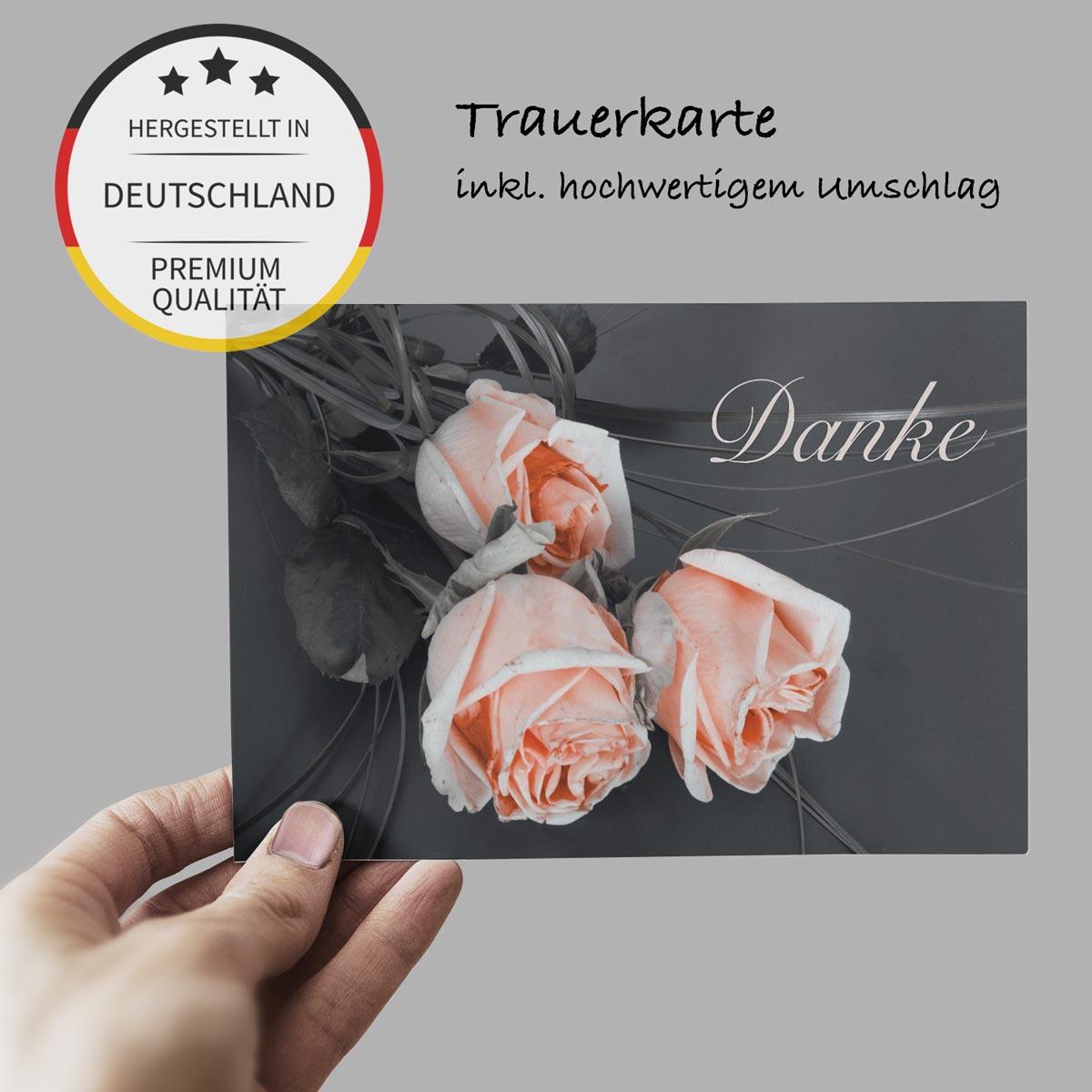 15 Trauerkarten Danksagung Klappkarten mit 15 Umschläge, Set -Beerdigung Danke Merz Designkarten