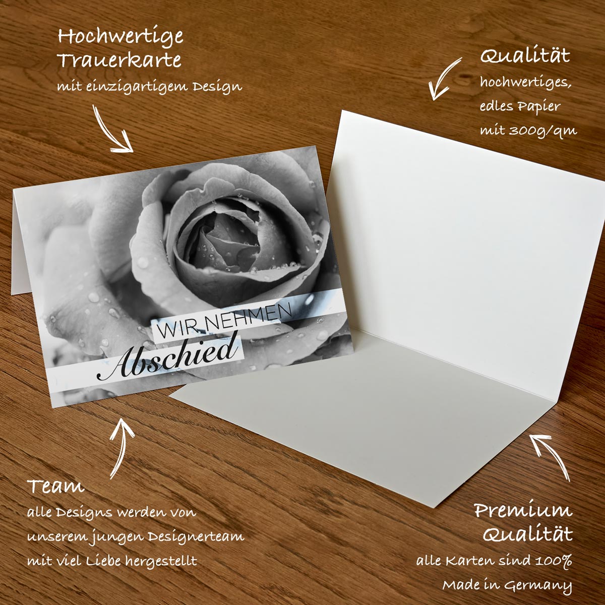 20 Trauerkarten Abschied Trauer Klappkarten mit 20 Umschläge Set Beerdigung Merz Designkarten