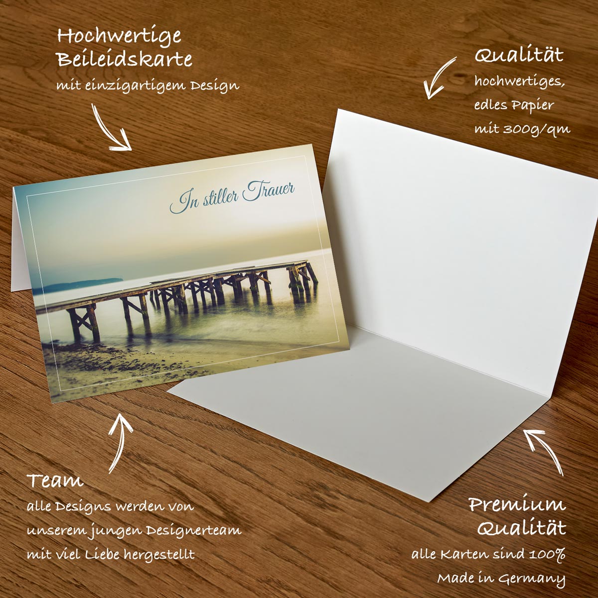 15 einfühlsame Trauerkarten Beileidskarten Klappkarten mit Briefumschlag Spruch - Merz Designkarten