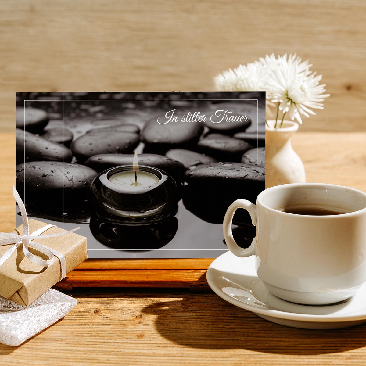 2 einfühlsame Trauerkarten Beileidskarten Klappkarten mit 2 Kuverts Merz Designkarten