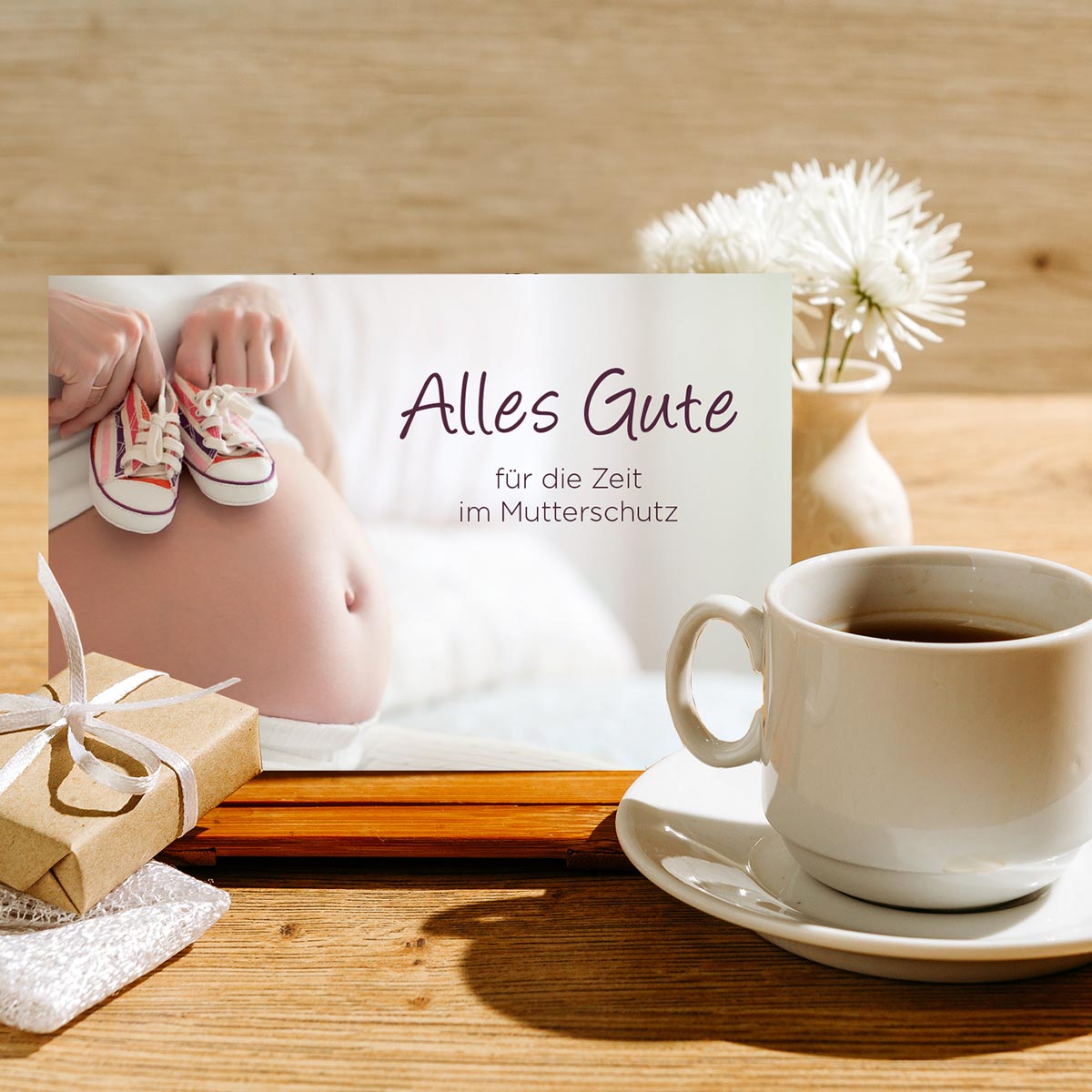 1 Abschiedskarte Mutterschutz Abschied Kollegin 12x18cm Karte +Kuvert Babypause Merz Designkarten