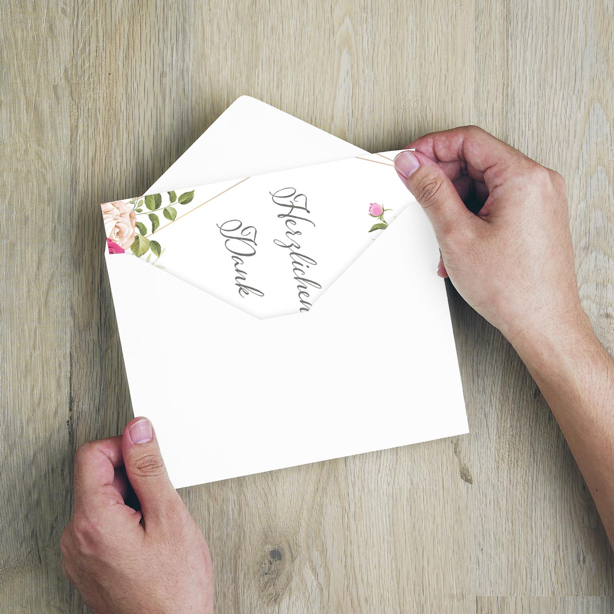 6 Stück Premium Dankeskarten (Klappkarten) mit Umschlägen, Danke Karten Geburt Merz Designkarten