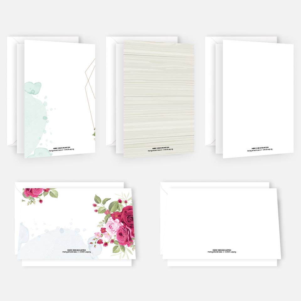 5 Stück Premium Dankeskarten (Klappkarten) mit 5 Umschlägen, Danke Karten Geburt Merz Designkarten