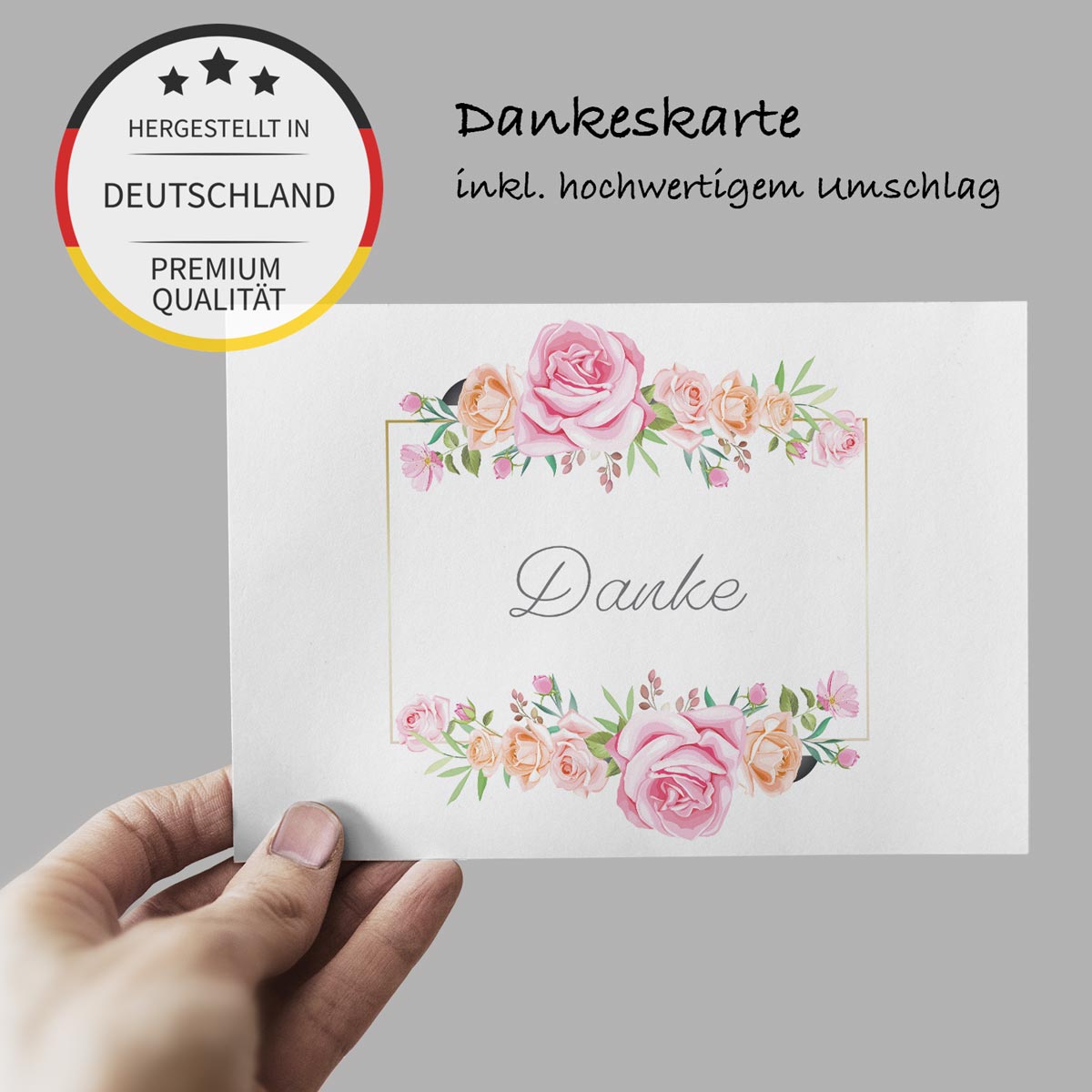 6 Stück Premium Dankeskarten (Klappkarten) mit Umschlägen, Danke Karten Geburt