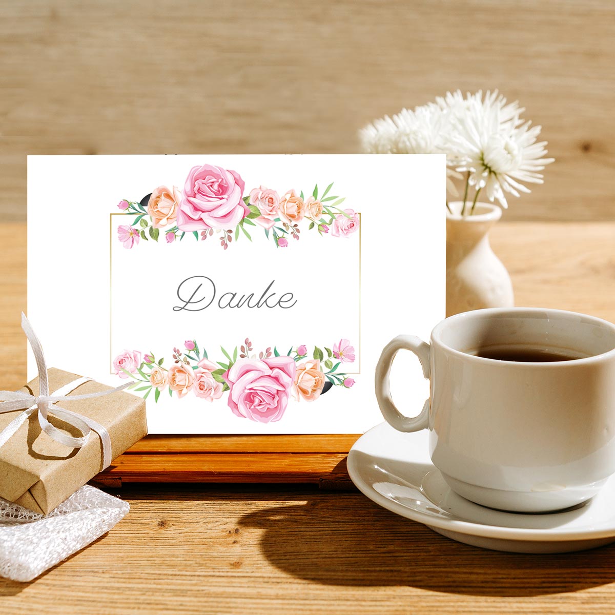 5 Stück Premium Dankeskarten (Klappkarten) mit 5 Umschlägen, Danke Karten Geburt Merz Designkarten