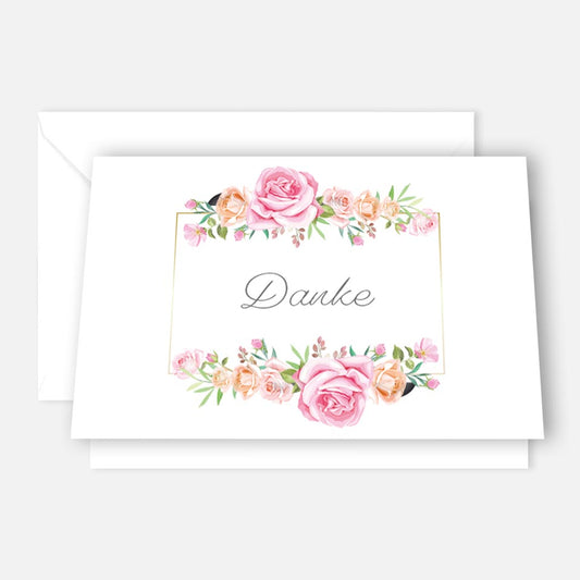 6 Stück Premium Dankeskarten (Klappkarten) mit Umschlägen, Danke Karten Geburt Merz Designkarten