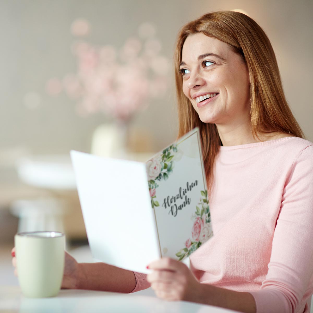 5 Stück Premium Dankeskarten (Klappkarten) mit 5 Umschlägen, Danke Karten Geburt Merz Designkarten