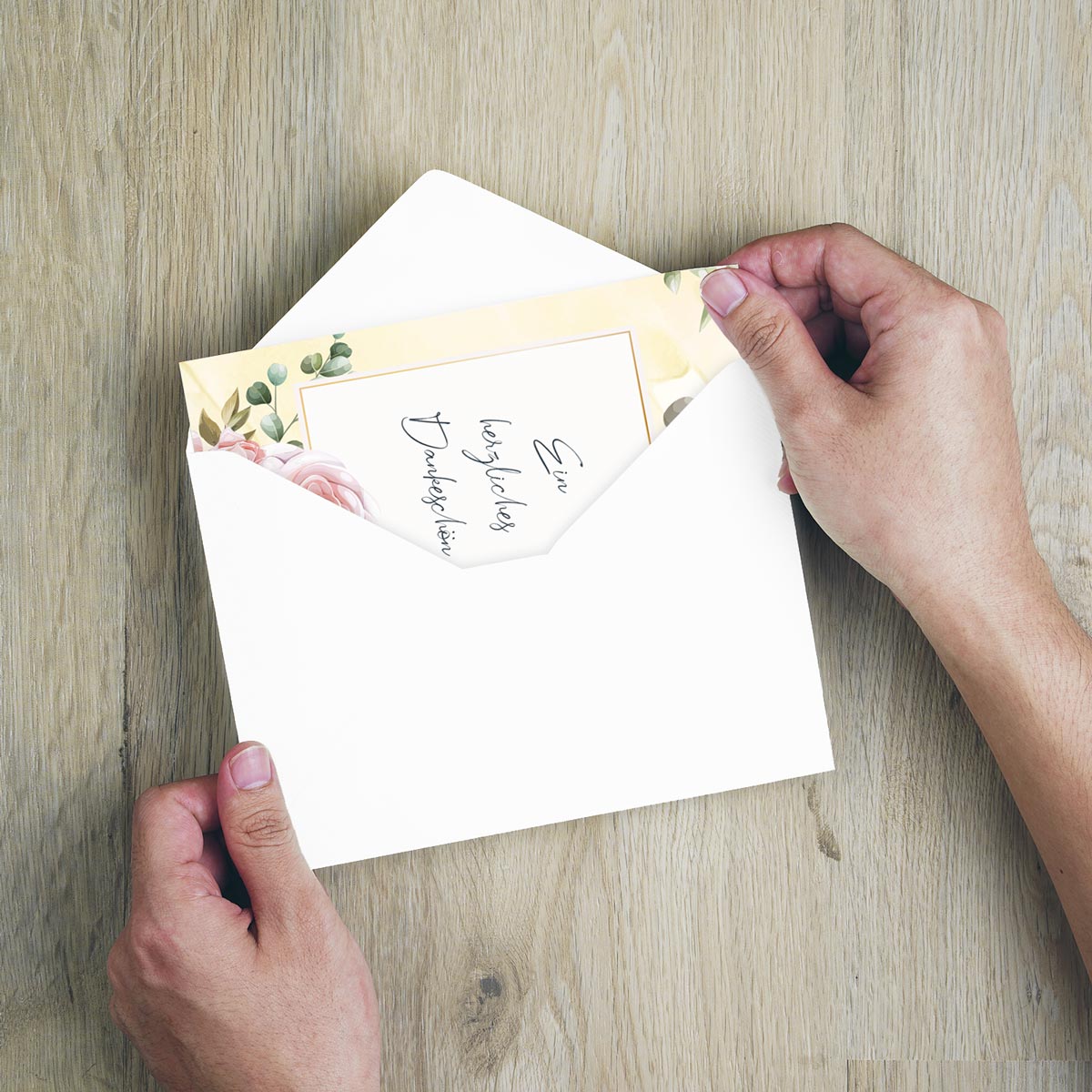 6 Stück edle Dankeskarten (Klappkarten) mit Umschlägen, Danke Karten Geburt Merz Designkarten