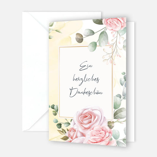 6 Premium Dankeskarten (Klappkarten) mit 6 weiße Umschlägen, Danke Karten Grußkarte Merz Designkarten