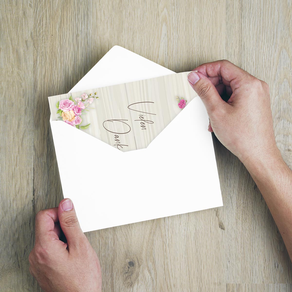 6 Stück Premium Dankeskarten (Klappkarten) mit Umschlägen, Danke Karten Geburt Merz Designkarten