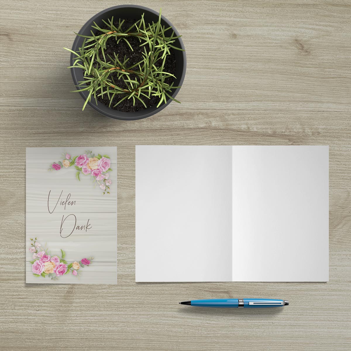 6 Stück Premium Dankeskarten (Klappkarten) mit Umschlägen, Danke Karten Geburt Merz Designkarten