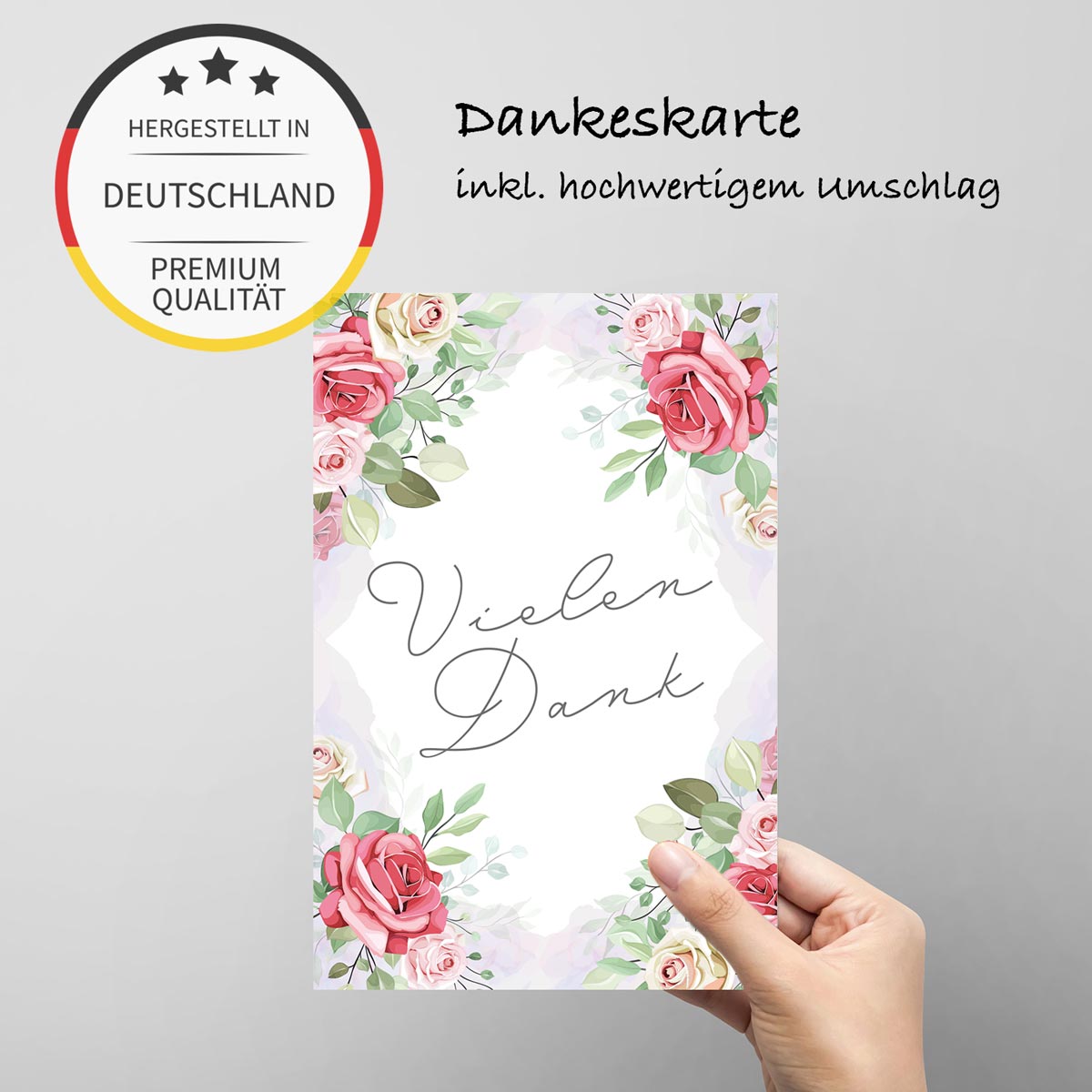 6 Stück Premium Dankeskarten (Klappkarten) mit Umschlägen, Danke Karten Geburt Merz Designkarten