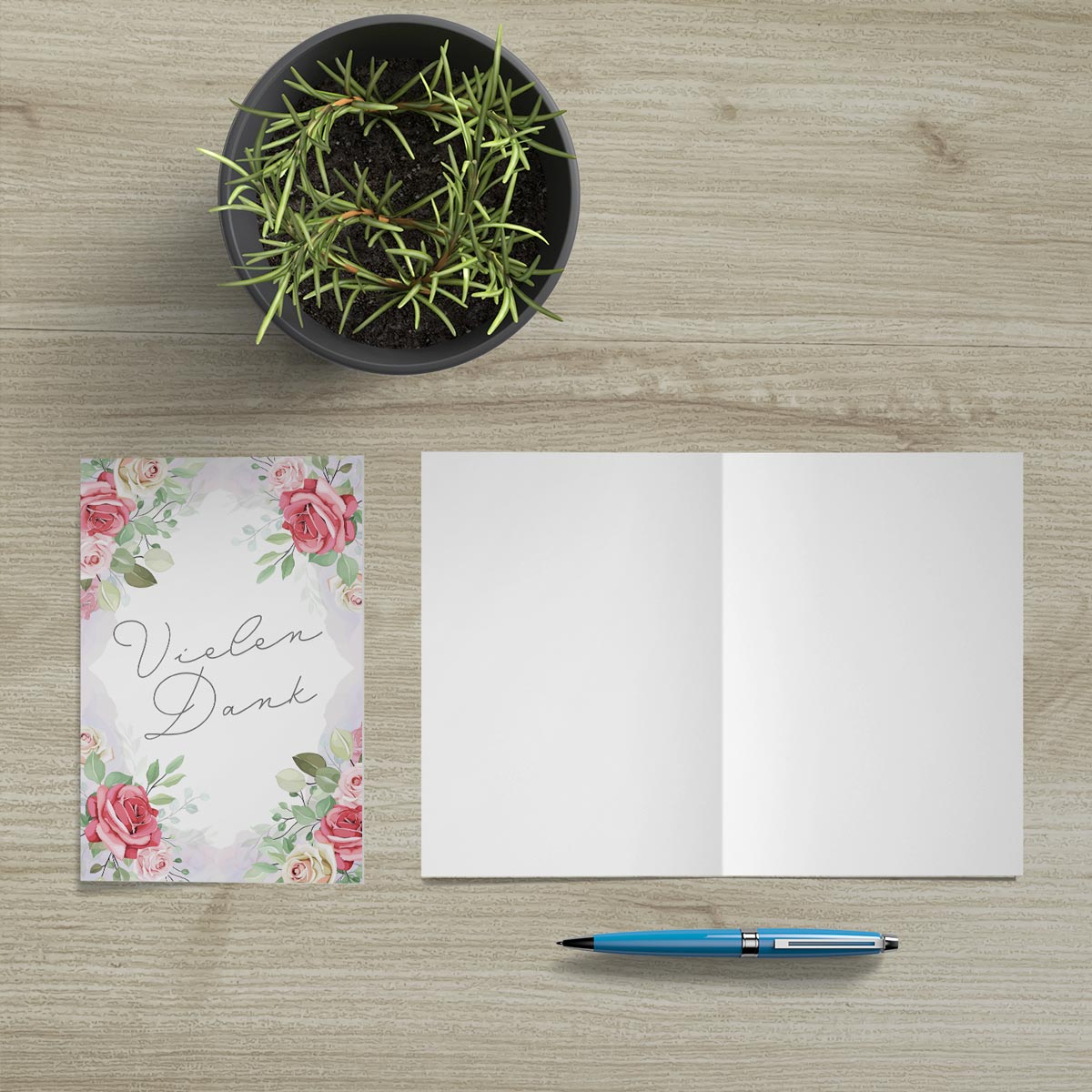 6 Stück Premium Dankeskarten (Klappkarten) mit Umschlägen, Danke Karten Geburt Merz Designkarten