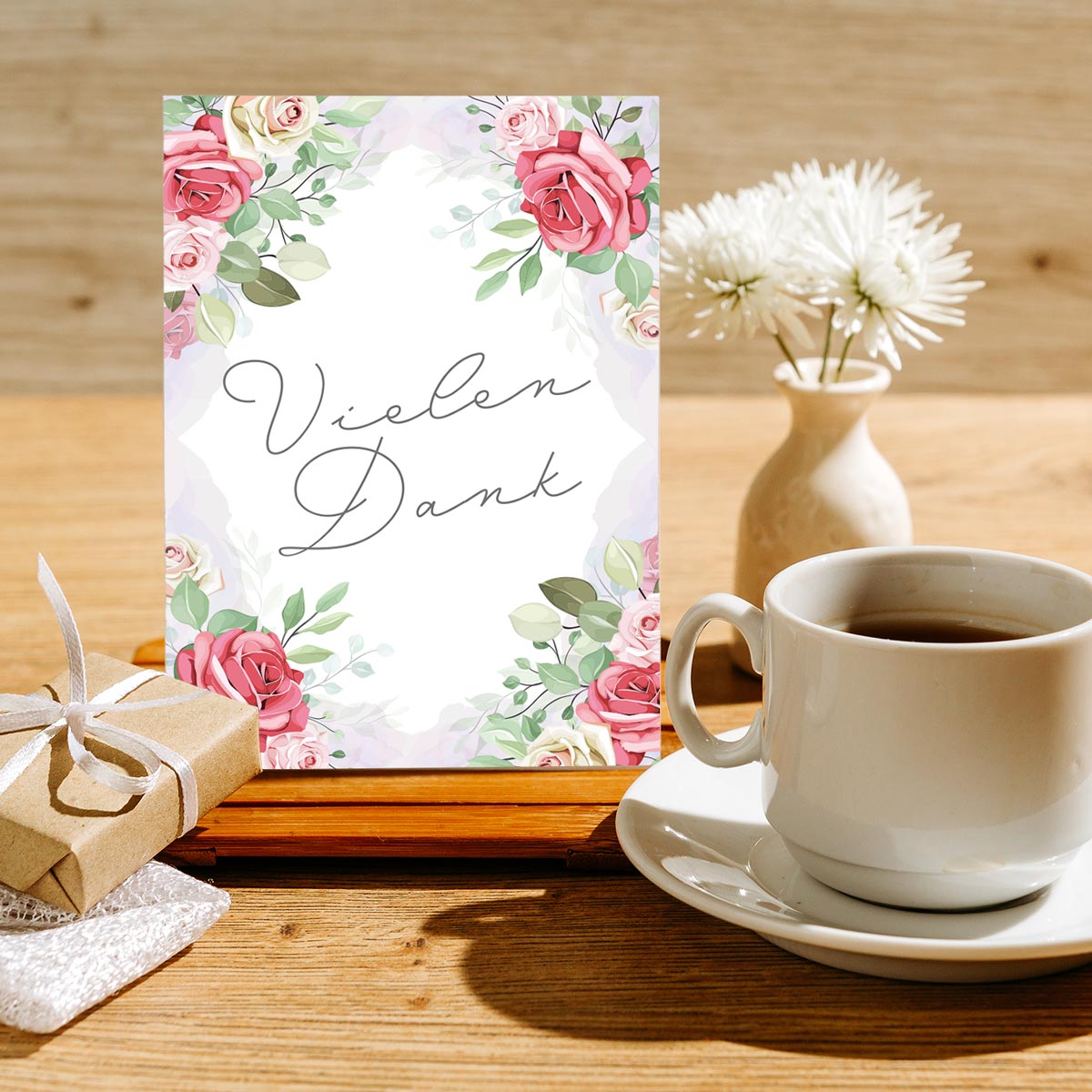 6 Stück Premium Dankeskarten (Klappkarten) mit Umschlägen, Danke Karten Geburt Merz Designkarten