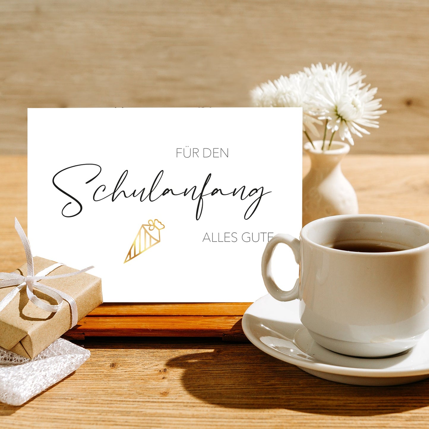 1 wunderschöne Grußkarte zum Schulanfang, Schulkind, mit 1 Kuvert Merz Designkarten