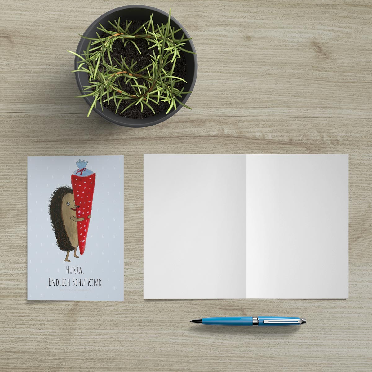 1 bezaubernde Grußkarte Einschulung Glückwunsch Schulanfang 18x12cm + 1 weißer Umschlag Merz Designkarten