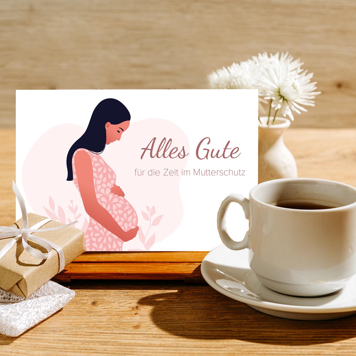 1 Abschiedskarte Mutterschutz Abschied Kollegin 12x18cm Karte +Kuvert Babypause Merz Designkarten