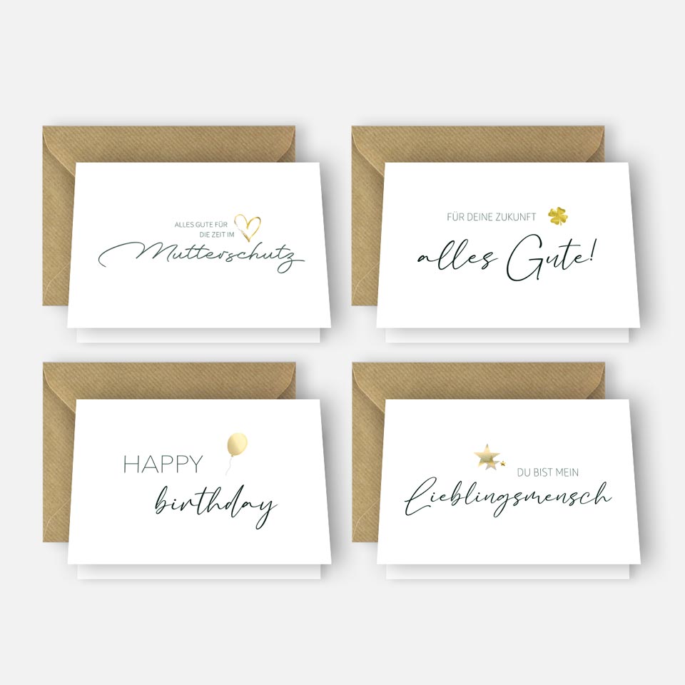 20 edle Grußkarten für viele Anlässe, Weihnachtskarten, Geburtstage etc...10,5x14,8cm Klappkarten +20 Kuvert Merz Designkarten