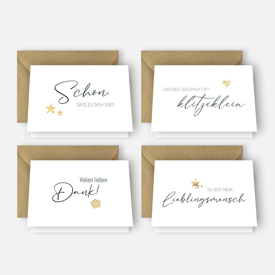 20 edle Grußkarten für viele Anlässe, Weihnachtskarten, Geburtstage etc...10,5x14,8cm Klappkarten +20 Kuvert Merz Designkarten