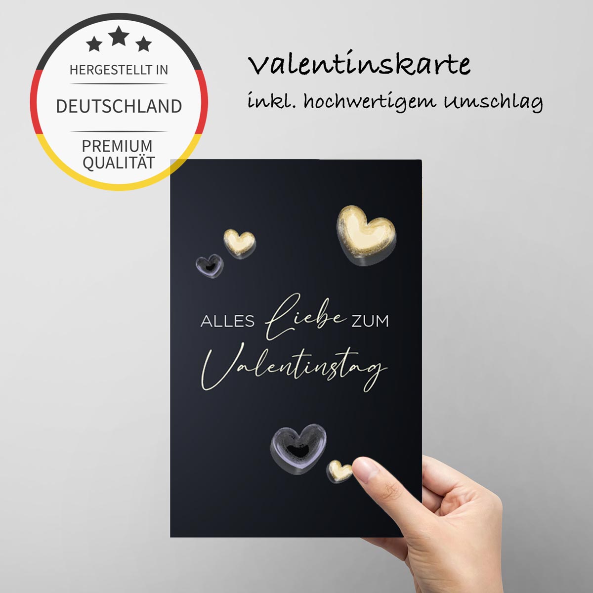 1 edle Valentinstagskarte 12x18cm Klappkarte +Umschlag Liebe Valentinstag Karte Merz Designkarten