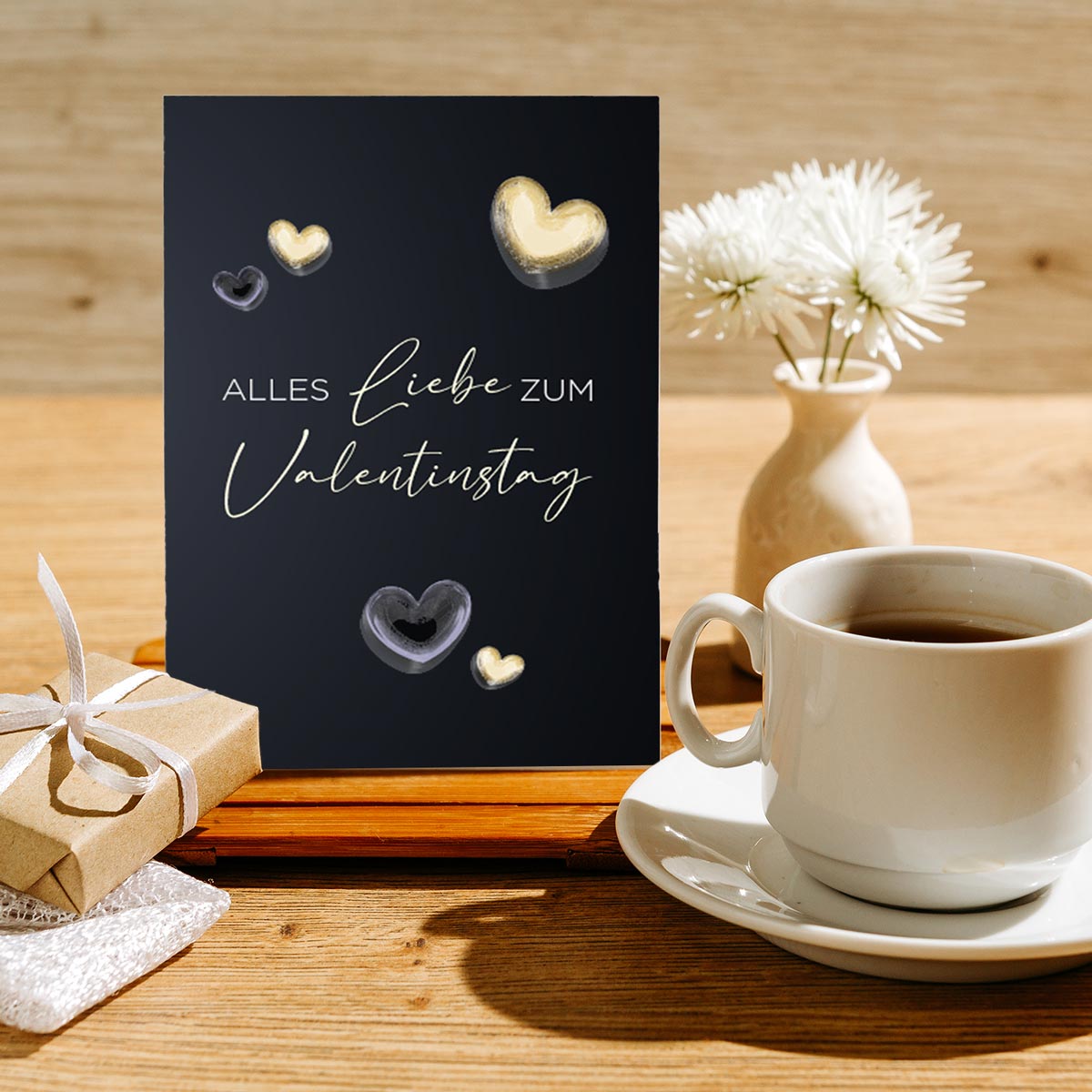 1 edle Valentinstagskarte 12x18cm Klappkarte +Umschlag Liebe Valentinstag Karte Merz Designkarten