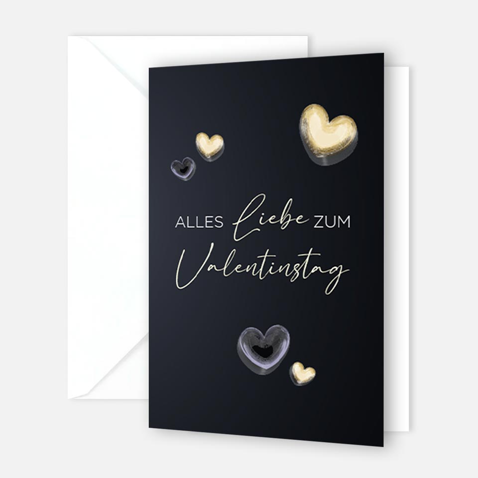 1 edle Valentinstagskarte 12x18cm Klappkarte +Umschlag Liebe Valentinstag Karte Merz Designkarten
