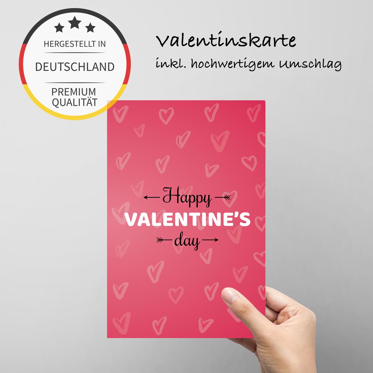 1 edle Valentinstagskarte 12x18cm Klappkarte +Umschlag Liebe Valentinstag Karte Merz Designkarten
