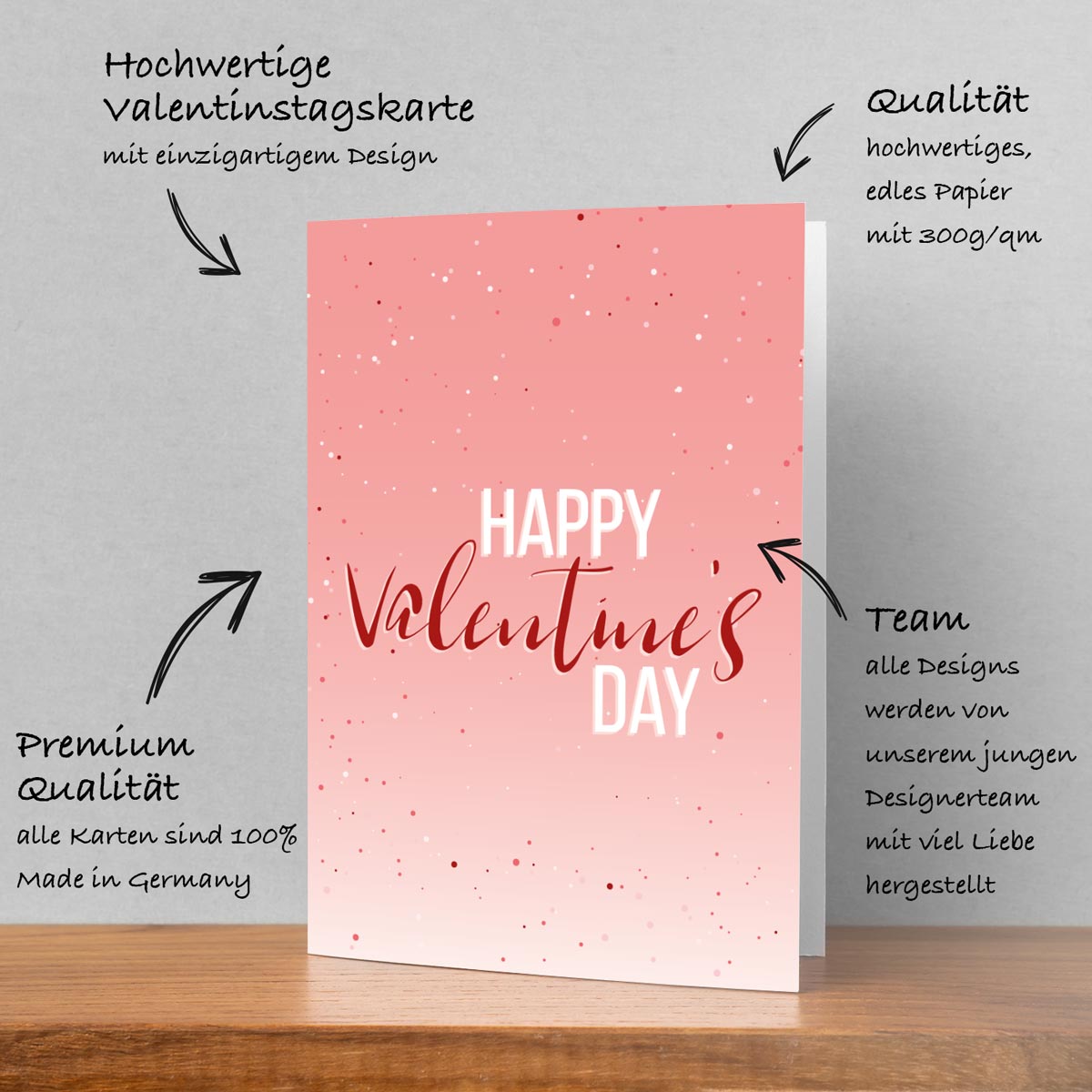 1 Valentinstagskarte 12x18cm Klappkarte +Umschlag Liebe Valentinstag Karte Merz Designkarten